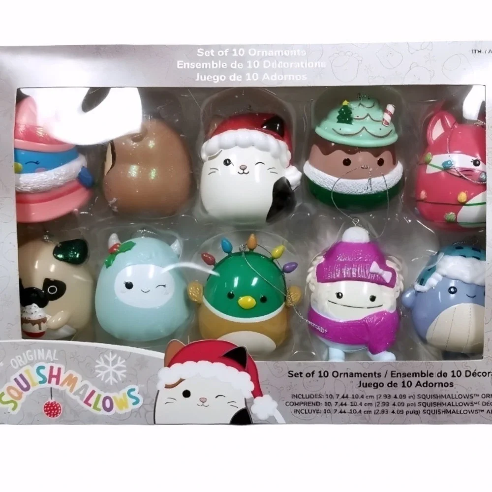 NIB!‎ Squishmallows Christmas Ornament Set of 10 Cam Avery Zozo Fifi Hans 17850
